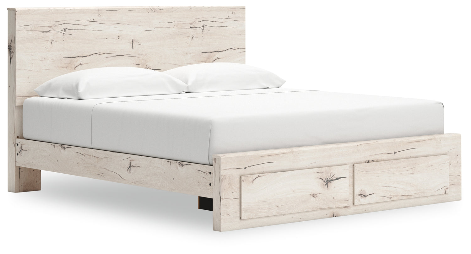 Lawroy Light Natural King Panel Storage Bed, Dresser and Mirror - B2310B35
