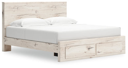 Lawroy Light Natural King Panel Storage Bed, Dresser and Mirror - B2310B35