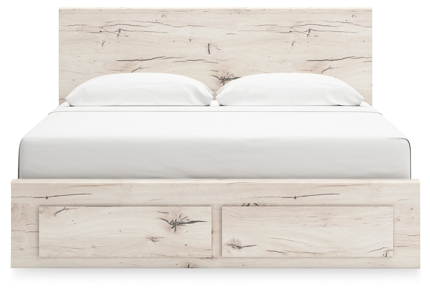 Lawroy Light Natural King Panel Storage Bed, Dresser and Mirror - B2310B35