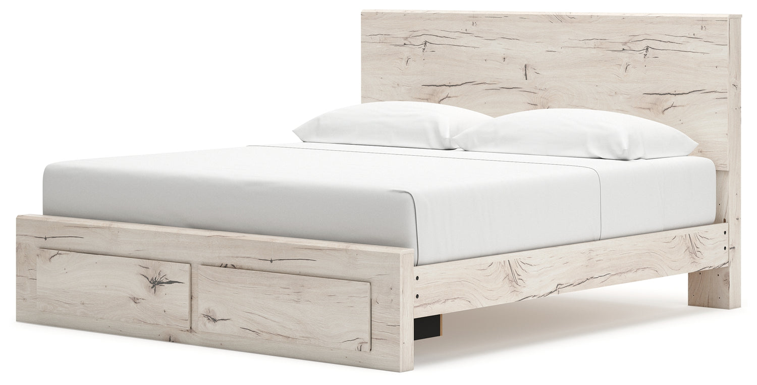 Lawroy Light Natural King Panel Storage Bed, Dresser and Mirror - B2310B35