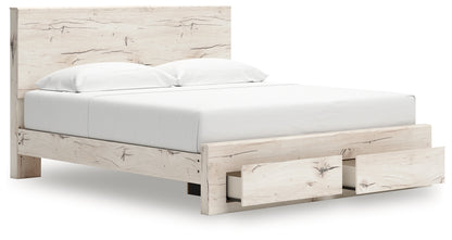 Lawroy Light Natural King Panel Storage Bed, Dresser and Mirror - B2310B35