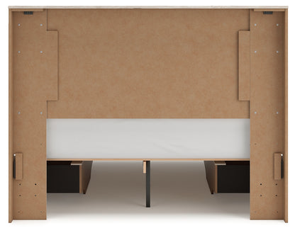 Lawroy Light Natural Queen Panel Bed with Storage, Dresser and Mirror - B2310B29