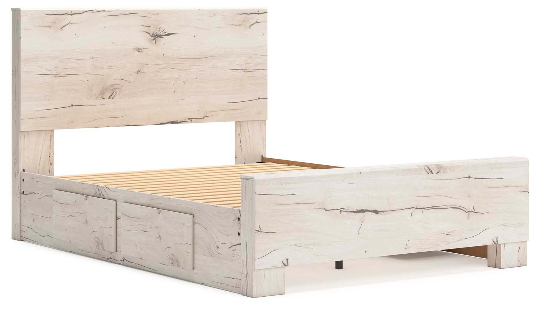 Lawroy Light Natural Queen Panel Bed with Storage, Dresser and Mirror - B2310B29