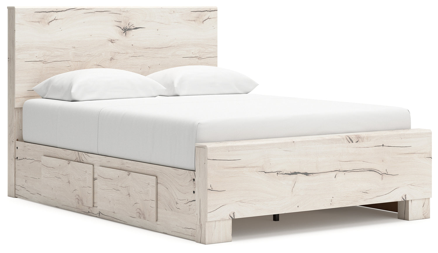 Lawroy Light Natural Queen Panel Bed with Storage, Dresser and Mirror - B2310B29