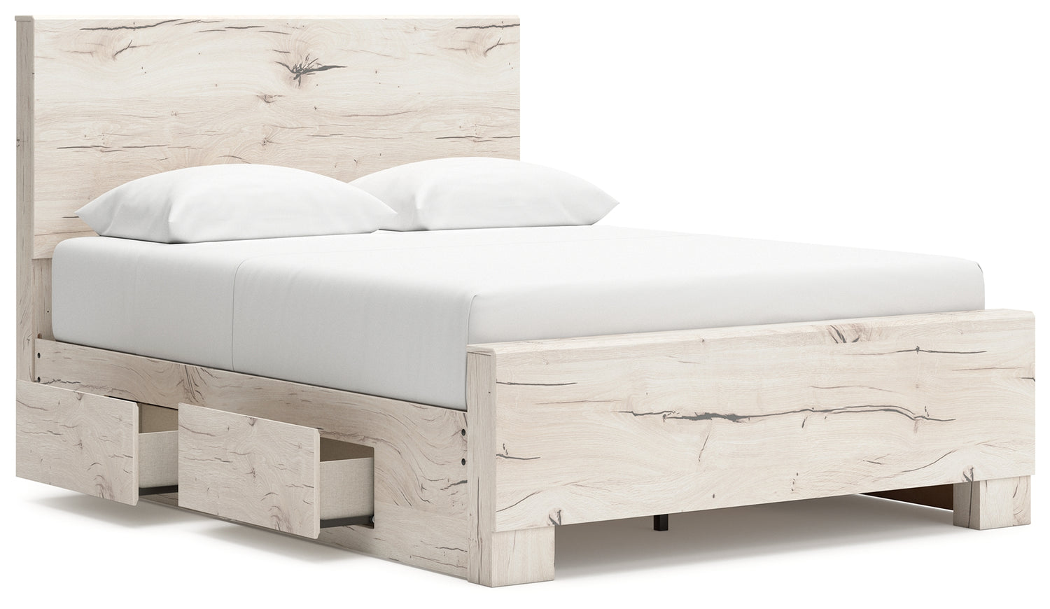 Lawroy Light Natural Queen Panel Bed with Storage, Dresser and Mirror - B2310B29