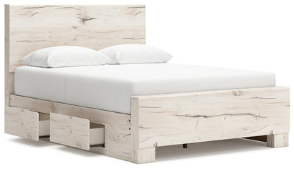 Lawroy Light Natural Queen Panel Bed with Storage, Dresser and Mirror - B2310B29