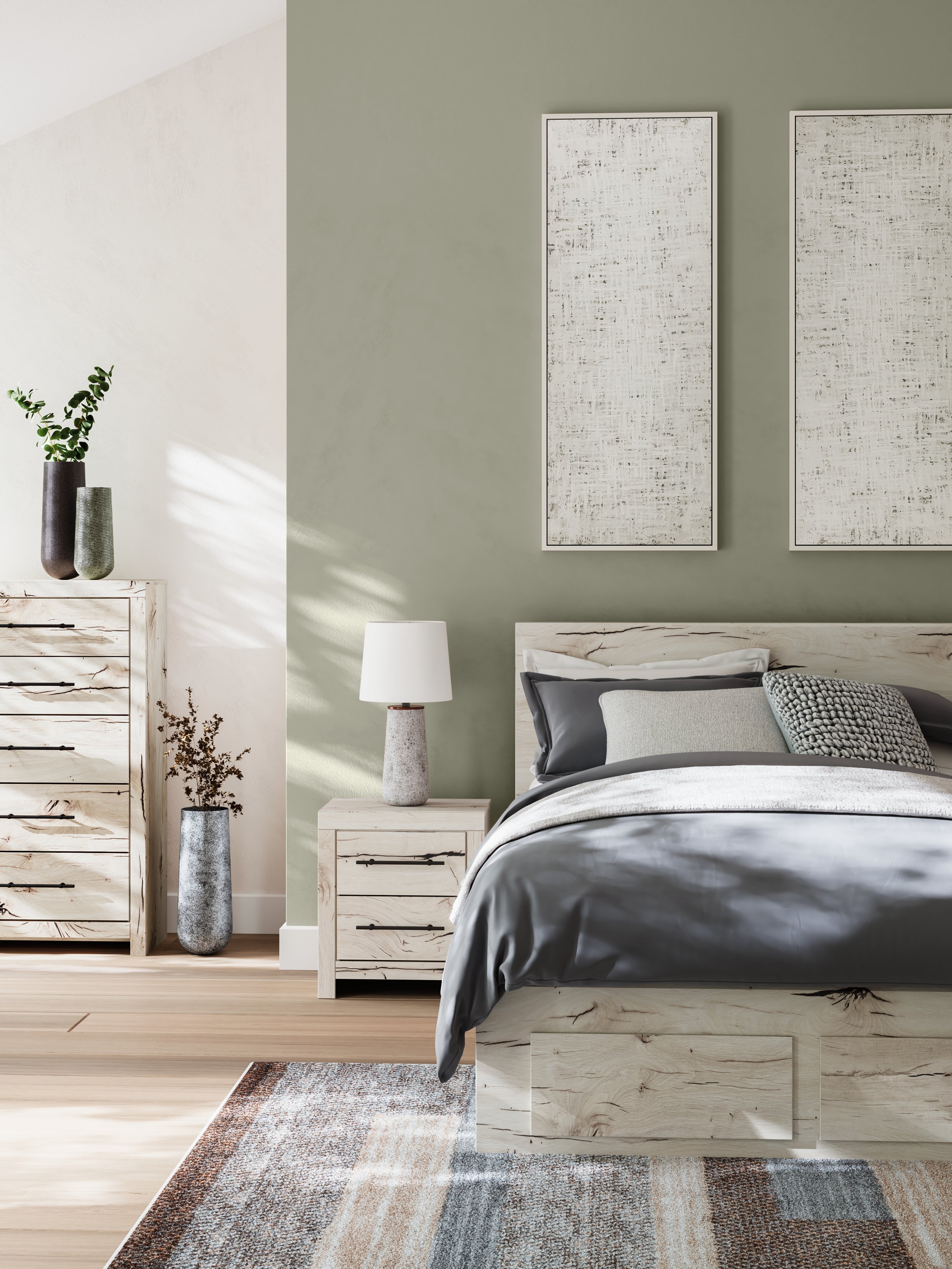Lawroy Light Natural Queen Panel Storage Bed - B2310B9