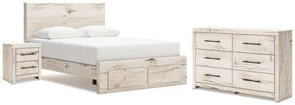 Lawroy Light Natural Queen Storage Bed, Dresser and Nightstand - B2310B38