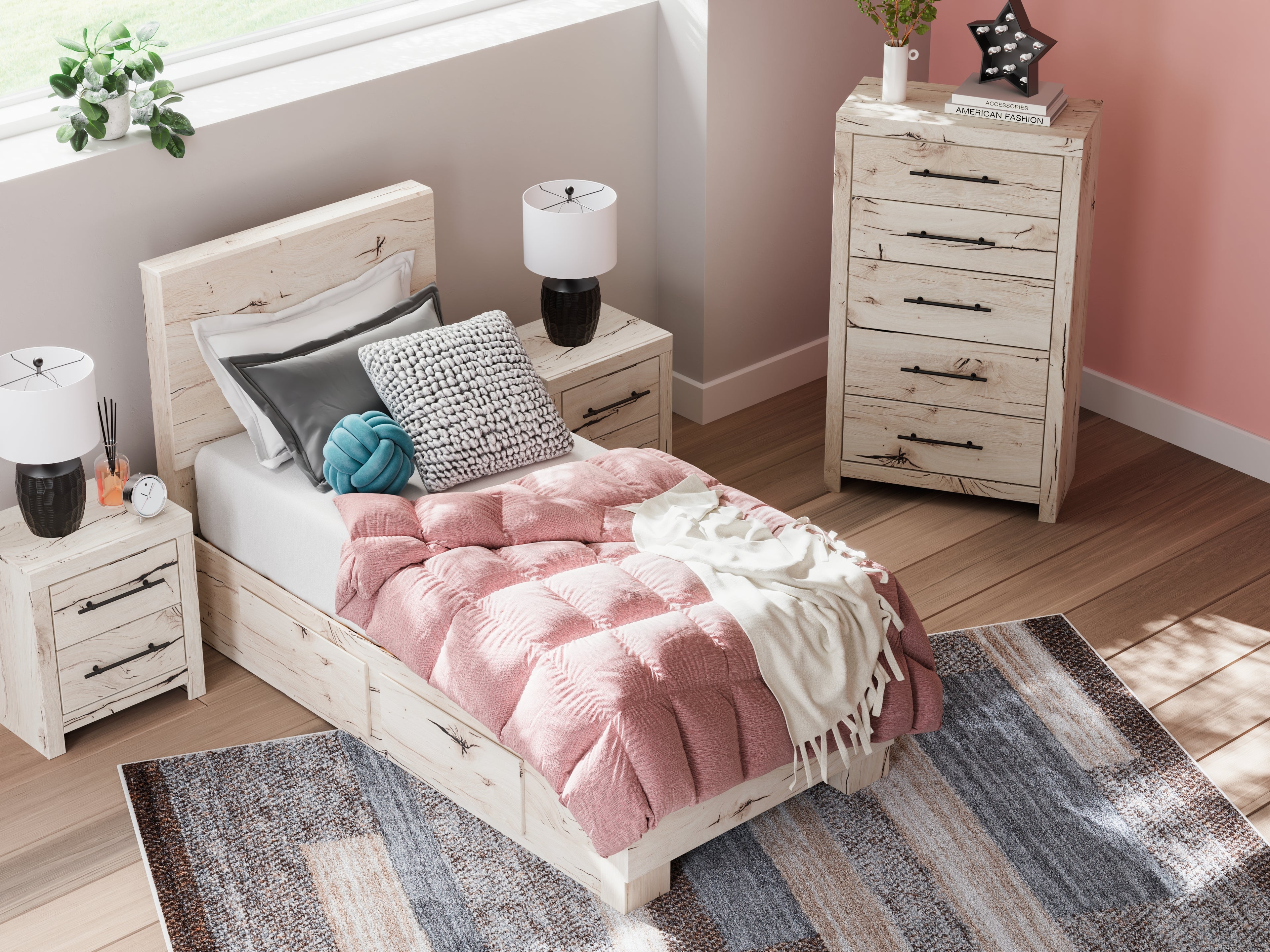 Lawroy Light Natural Twin Panel Bed with Storage - B2310B23