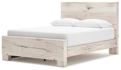 Lawroy Queen Panel Bed with Mirrored Dresser and Nightstand in Light Natural from Ashley - Luna Furniture
