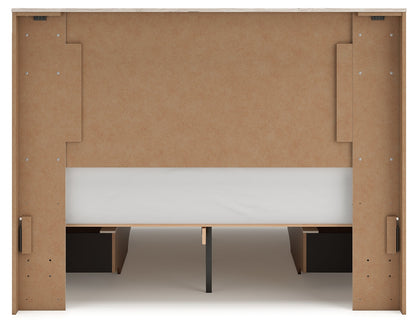 Lawroy Queen Panel Bed with Mirrored Dresser and Nightstand in Light Natural from Ashley - Luna Furniture