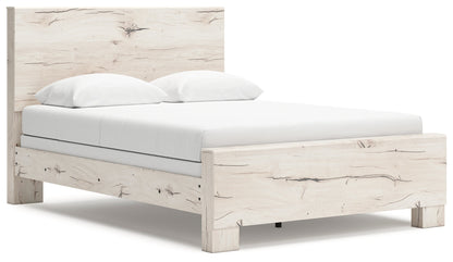 Lawroy Queen Panel Bed with Mirrored Dresser, Chest and 2 Nightstands in Light Natural from Ashley - Luna Furniture