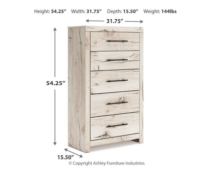 Lawroy Queen Panel Bed with Mirrored Dresser, Chest and 2 Nightstands in Light Natural from Ashley - Luna Furniture