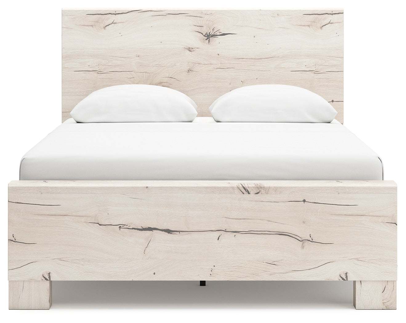 Lawroy Queen Panel Bed with Mirrored Dresser, Chest and Nightstand in Light Natural from Ashley - Luna Furniture