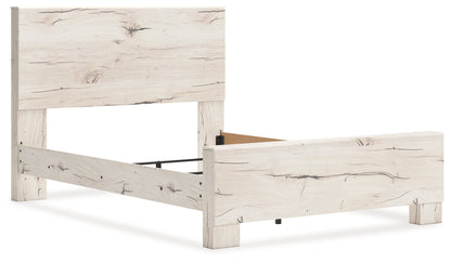 Lawroy Queen Panel Bed with Mirrored Dresser, Chest and Nightstand in Light Natural from Ashley - Luna Furniture