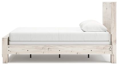 Lawroy Queen Panel Bed with Mirrored Dresser, Chest and Nightstand in Light Natural from Ashley - Luna Furniture