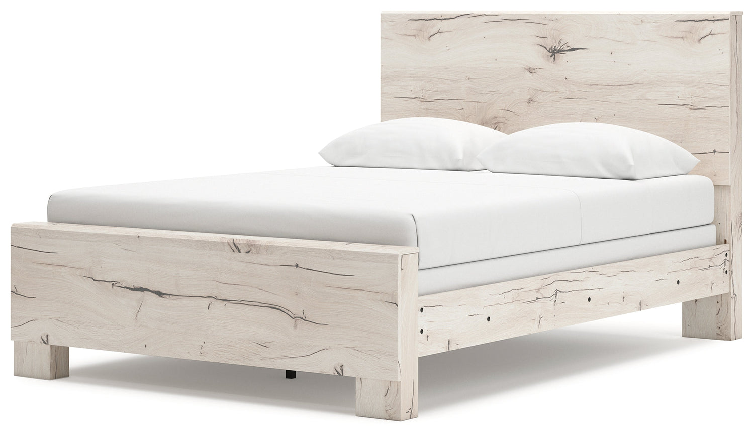 Lawroy Queen Panel Bed with Mirrored Dresser, Chest and Nightstand in Light Natural from Ashley - Luna Furniture