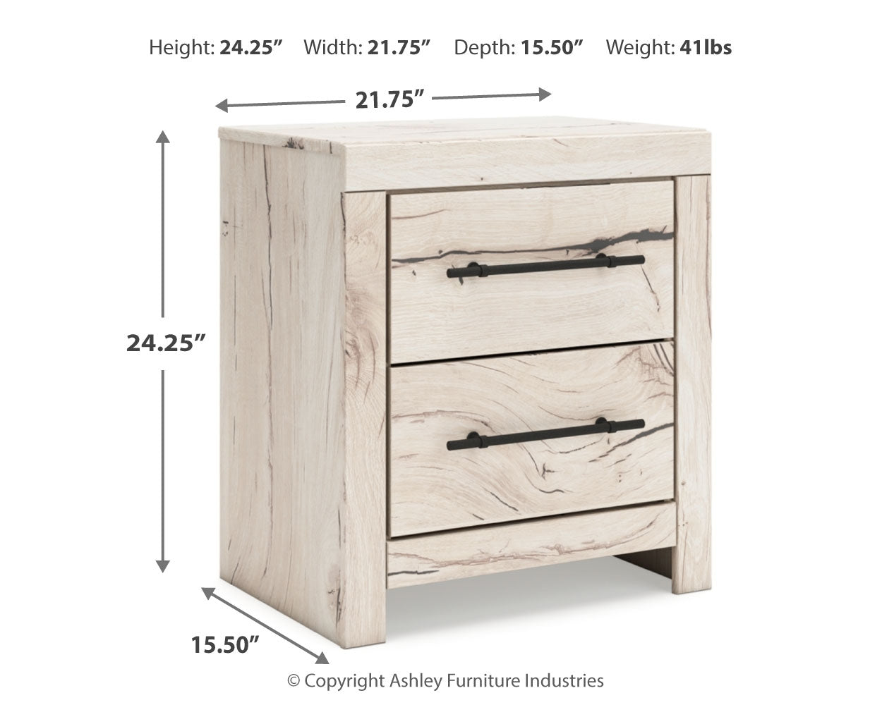 Lawroy Queen Panel Bed with Mirrored Dresser, Chest and Nightstand in Light Natural from Ashley - Luna Furniture