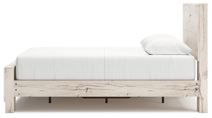 Lawroy Queen Panel Bed with Mirrored Dresser in Light Natural from Ashley - Luna Furniture
