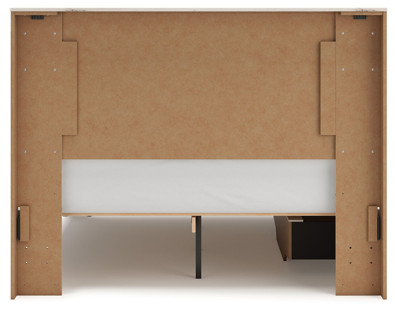 Lawroy Queen Panel Bed with Mirrored Dresser in Light Natural from Ashley - Luna Furniture