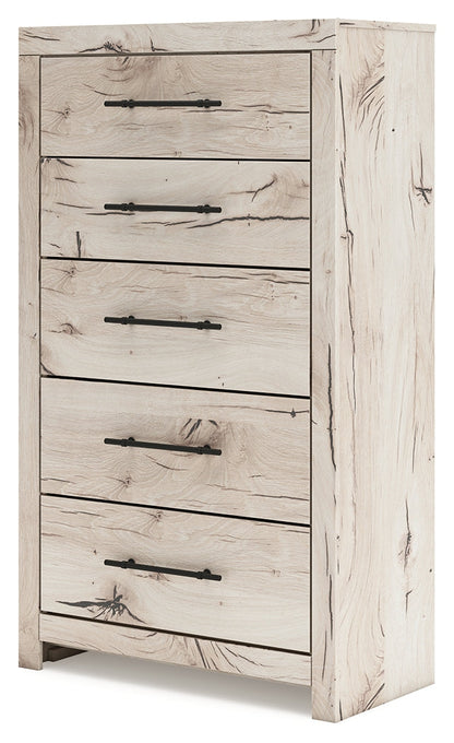 Lawroy Queen Panel Headboard with Mirrored Dresser, Chest and 2 Nightstands in Light Natural from Ashley - Luna Furniture