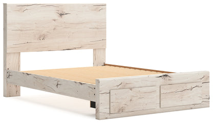 Lawroy Queen Panel Storage Bed with Mirrored Dresser and Chest in Light Natural from Ashley - Luna Furniture