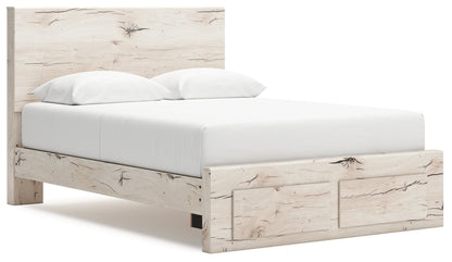 Lawroy Queen Panel Storage Bed with Mirrored Dresser, Chest and 2 Nightstands in Light Natural from Ashley - Luna Furniture