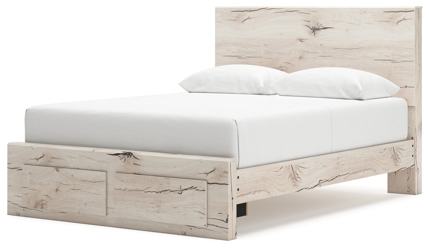 Lawroy Queen Panel Storage Bed with Mirrored Dresser, Chest and 2 Nightstands in Light Natural from Ashley - Luna Furniture