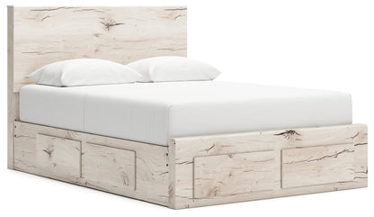 Lawroy Queen Panel Storage Bed with Mirrored Dresser in Light Natural from Ashley - Luna Furniture