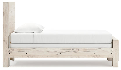 Lawroy Twin Panel Bed with Mirrored Dresser and 2 Nightstands in Light Natural from Ashley - Luna Furniture