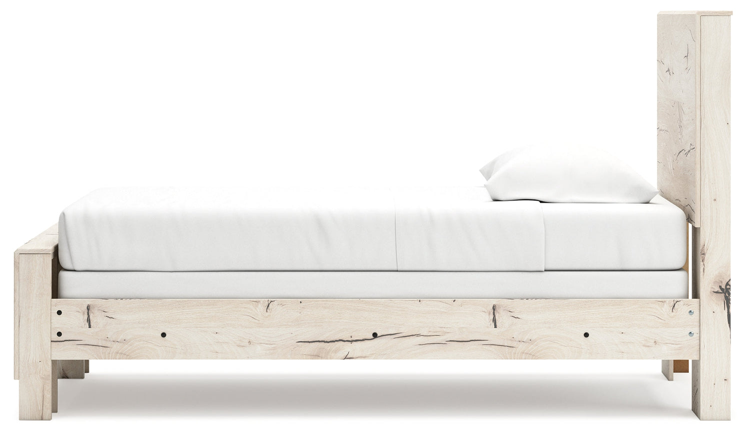 Lawroy Twin Panel Bed with Mirrored Dresser and 2 Nightstands in Light Natural from Ashley - Luna Furniture