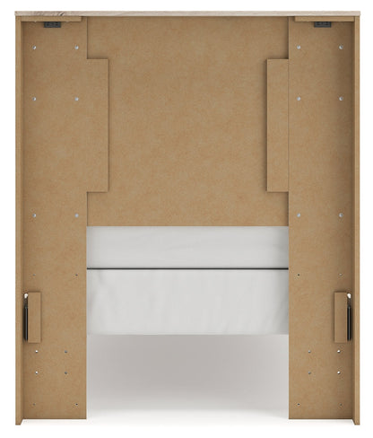 Lawroy Twin Panel Headboard with Mirrored Dresser and Nightstand in Light Natural from Ashley - Luna Furniture