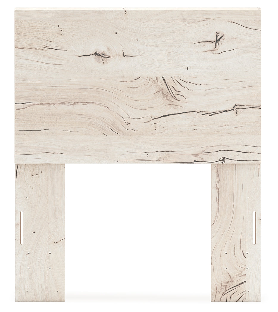 Lawroy Twin Panel Headboard with Mirrored Dresser and Nightstand in Light Natural from Ashley - Luna Furniture