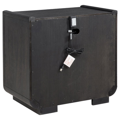 Leandro 2-drawer LED Nightstand with USB Burnished Black - 222492