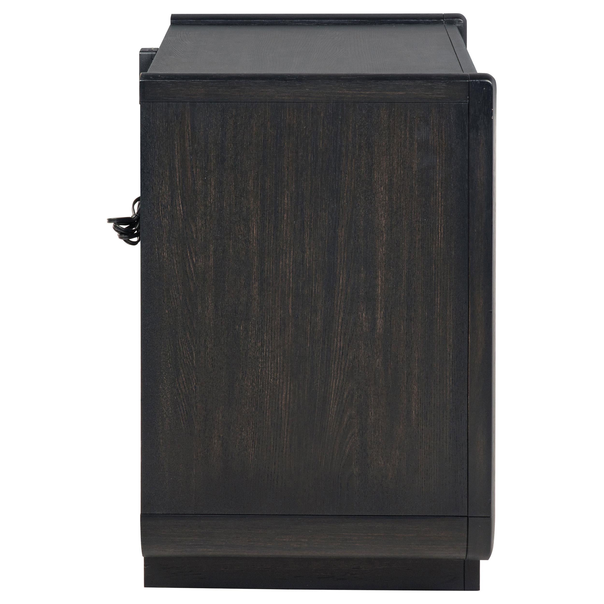 Leandro 2-drawer LED Nightstand with USB Burnished Black - 222492