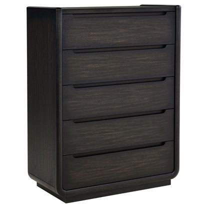 Leandro 5-drawer Bedroom Chest of Drawers Burnished Black - 222495