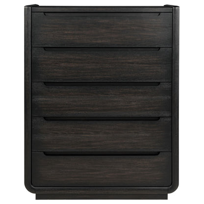 Leandro 5-drawer Bedroom Chest of Drawers Burnished Black - 222495