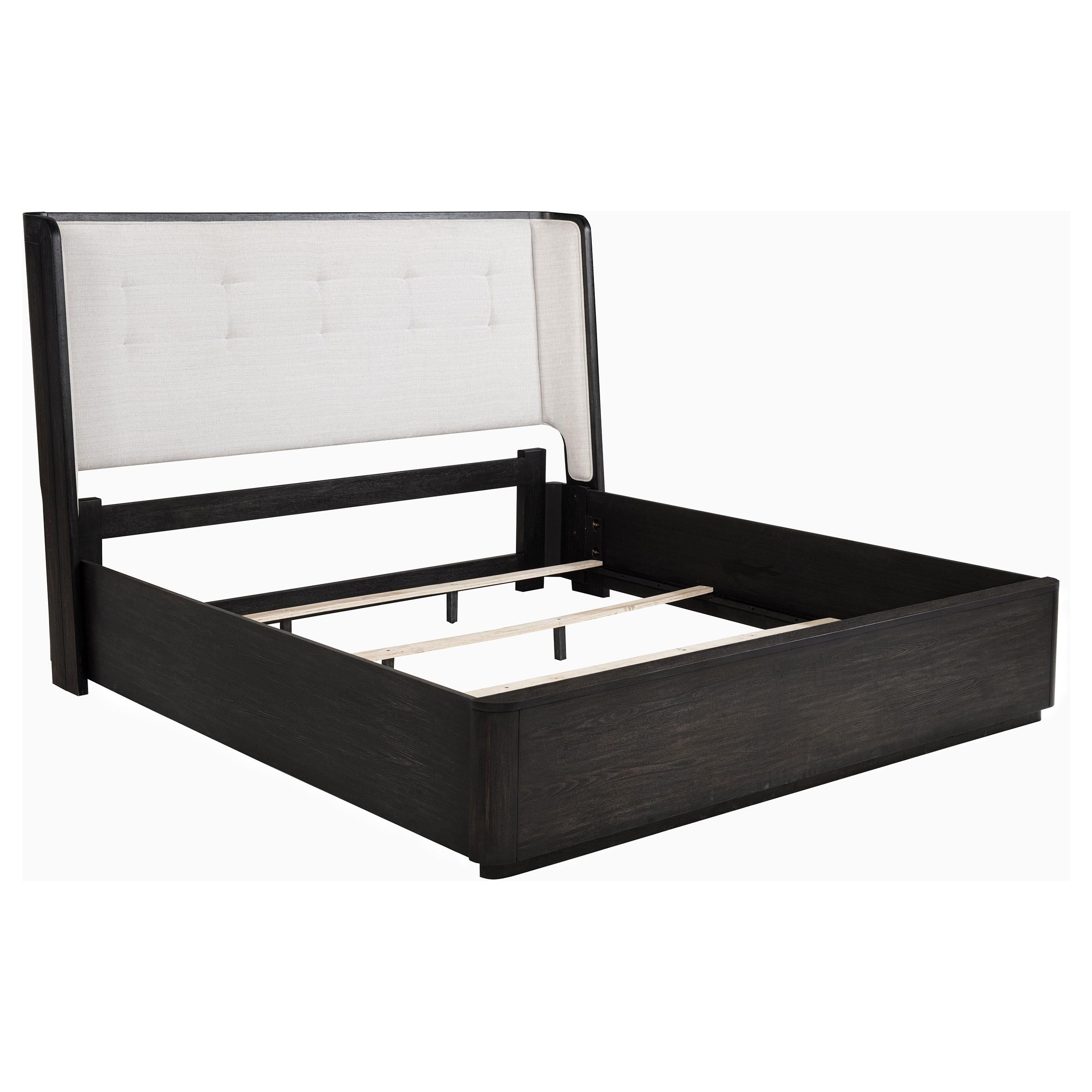 Leandro 55-inch Eastern King Wingback Bed Burnished Black - 222491KE