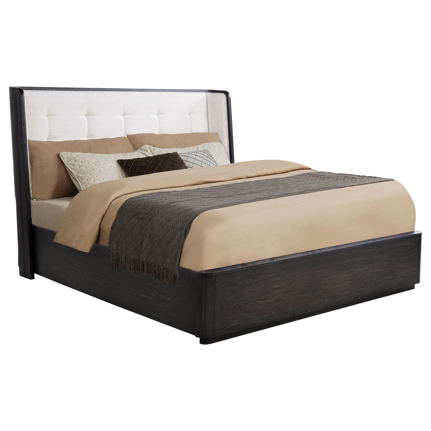 Leandro 55-inch Eastern King Wingback Bed Burnished Black - 222491KE