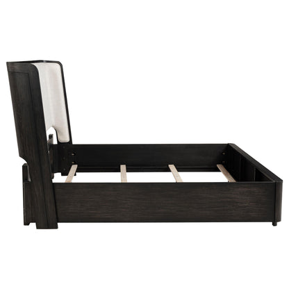 Leandro 55-inch Eastern King Wingback Bed Burnished Black - 222491KE