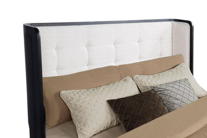 Leandro 55-inch Eastern King Wingback Bed Burnished Black - 222491KE