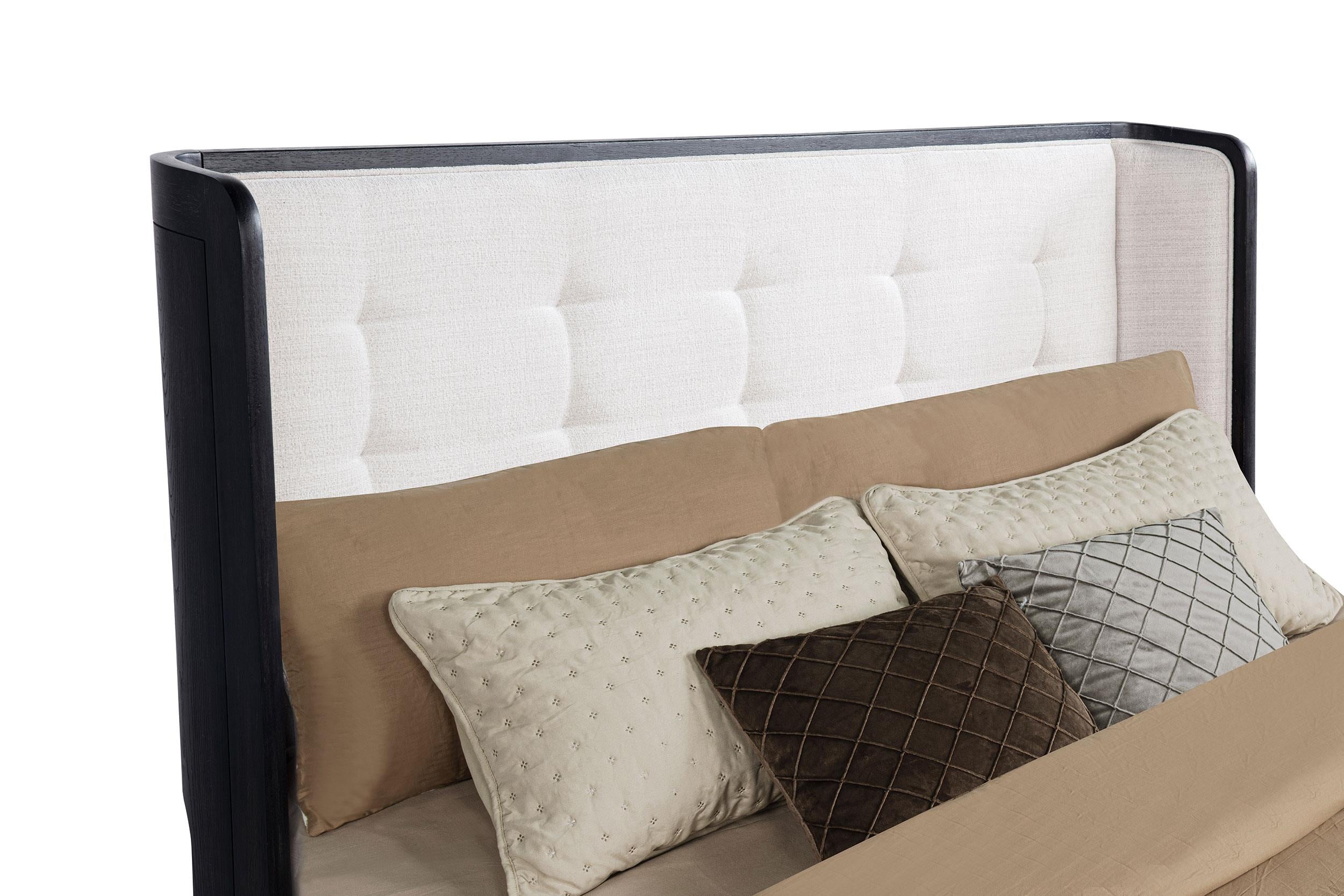 Leandro 55-inch Queen Wingback Bed Burnished Black - 222491Q