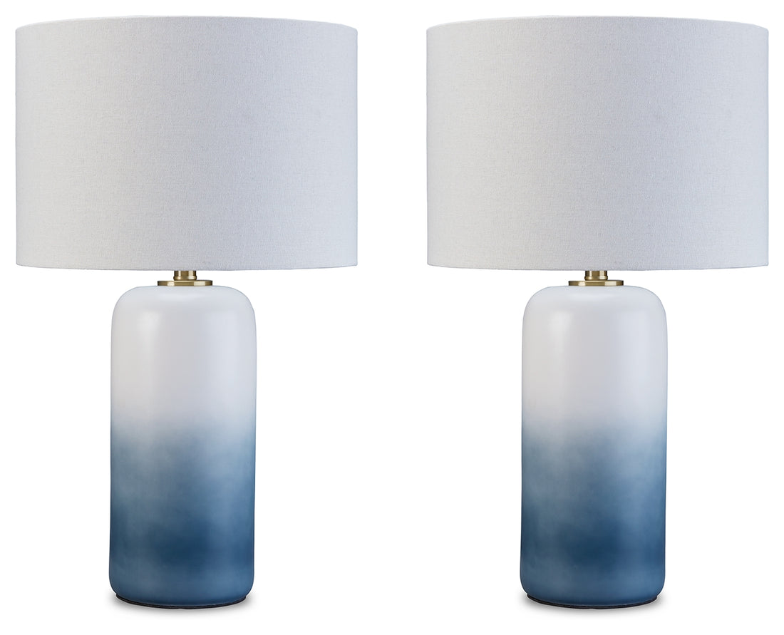 Lemrich White/Teal Table Lamp (Set of 2) - L123874X2