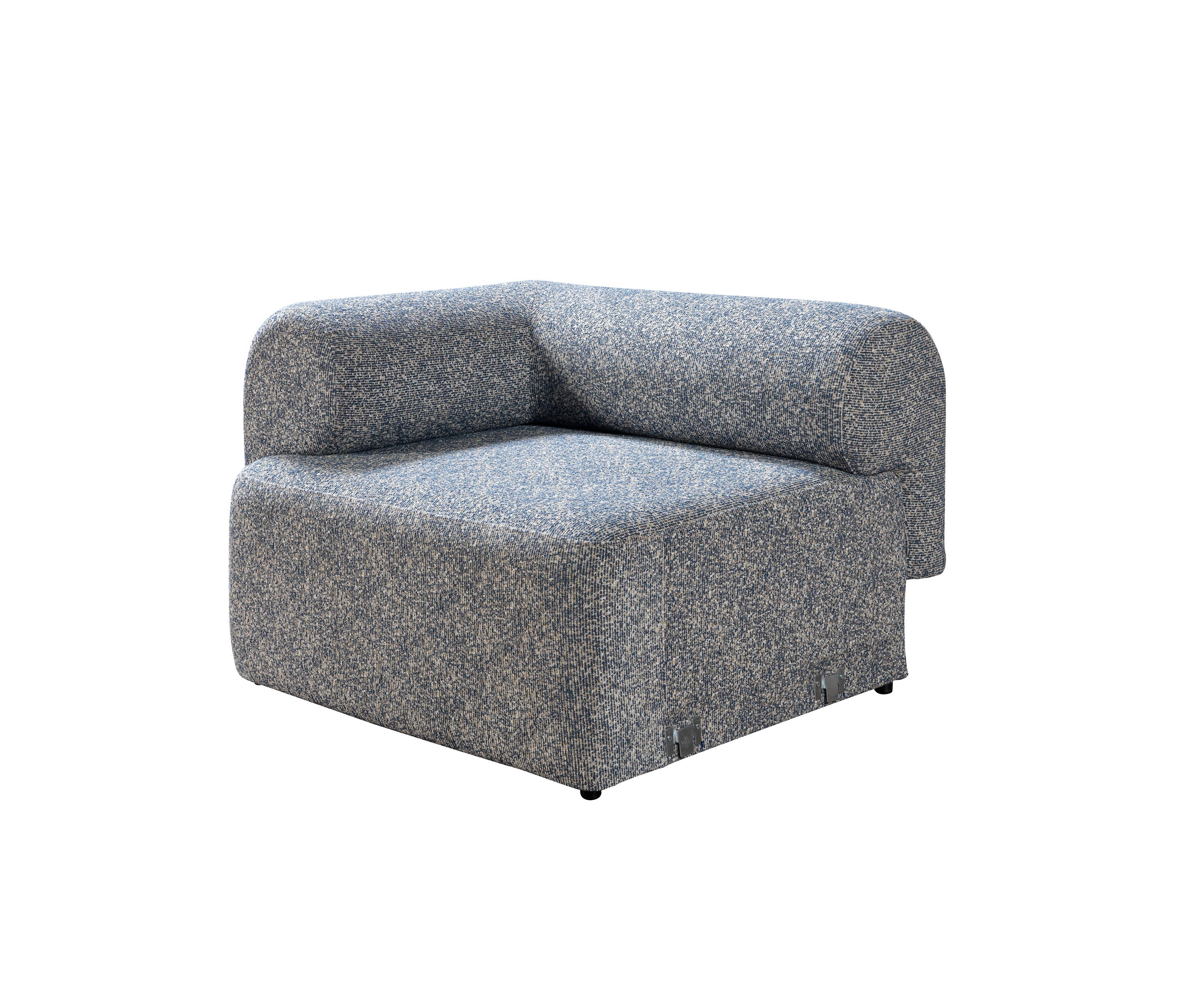 Lena Blue Boucle 3-Piece Curved Sectional - LENABLUE-3PC