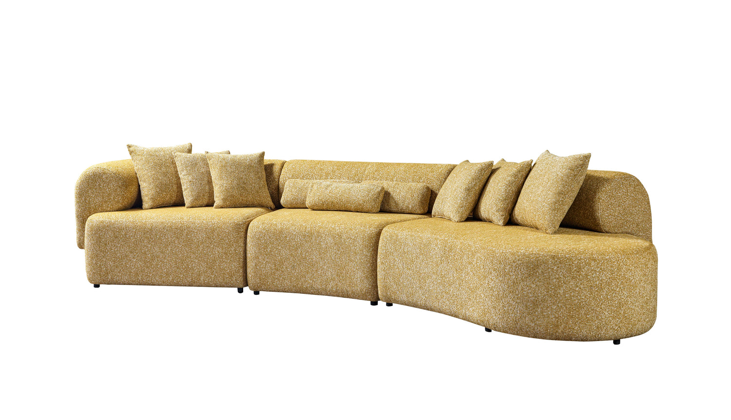 Lena Mustard Boucle 3-Piece Curved Sectional - LENAMUSTARD-3PC