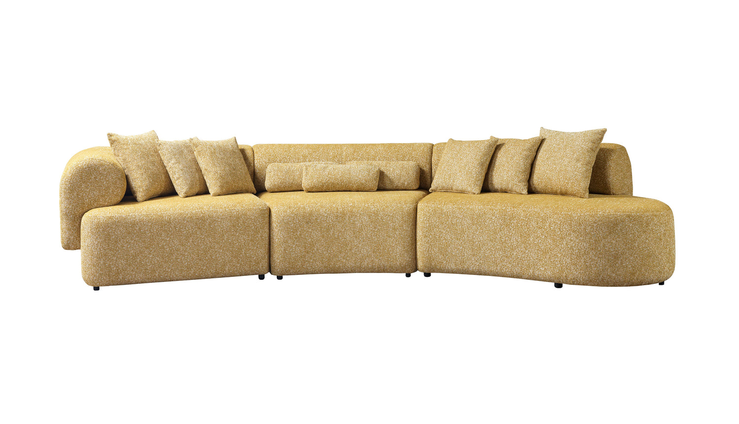 Lena Mustard Boucle 3-Piece Curved Sectional - LENAMUSTARD-3PC