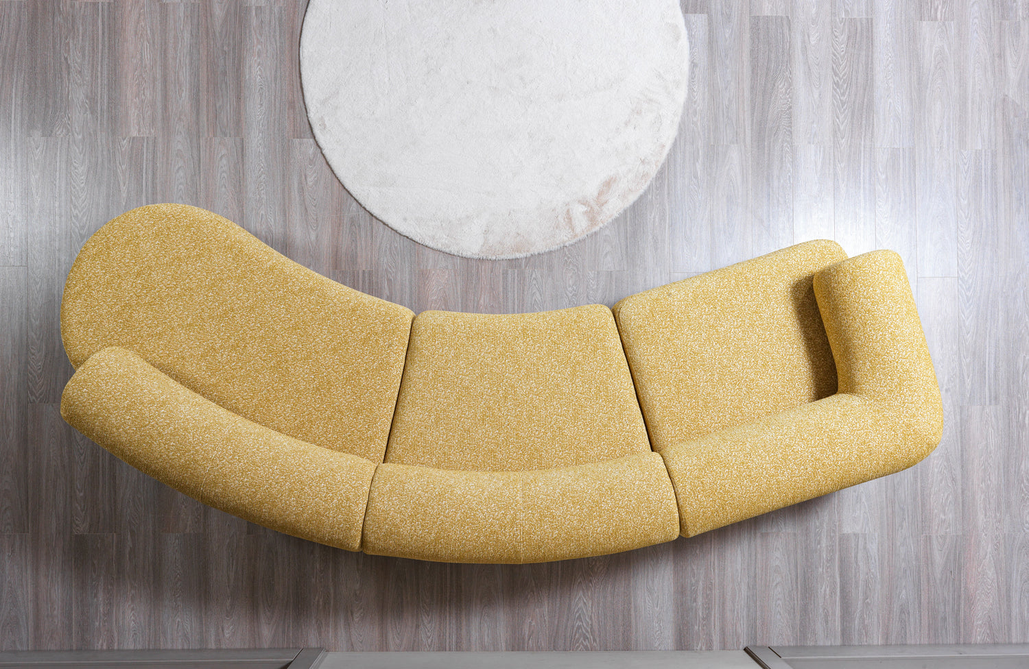 Lena Mustard Boucle 3-Piece Curved Sectional - LENAMUSTARD-3PC