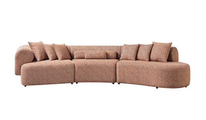 Lena Orange Boucle 3-Piece Curved Sectional - LENAORANGE-3PC