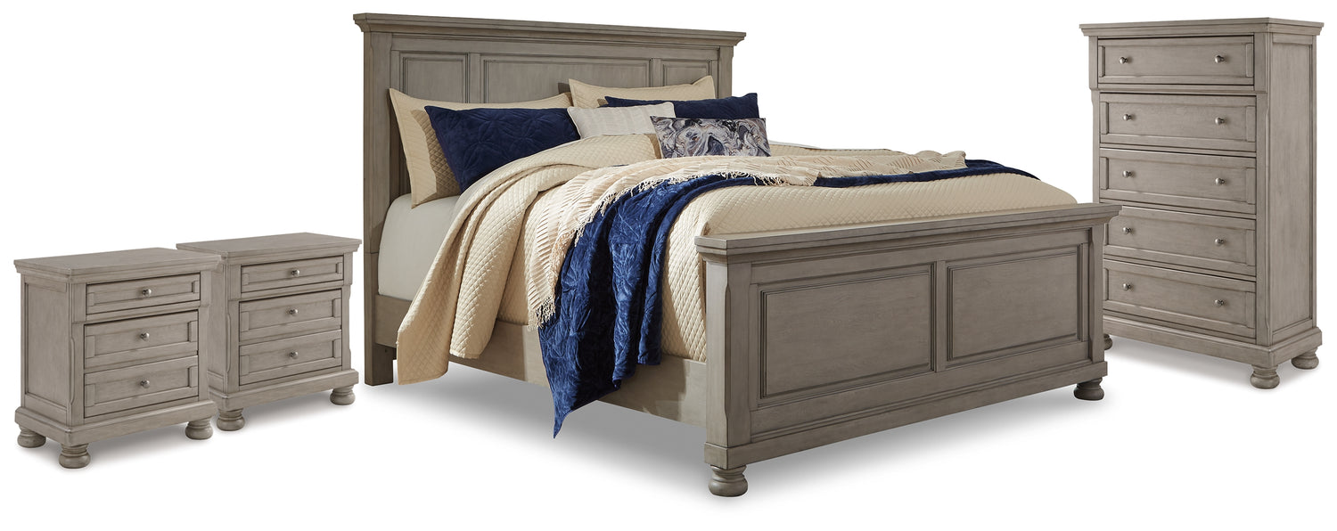 Lettner King Panel Bed, Chest and 2 Nightstands - B733B59