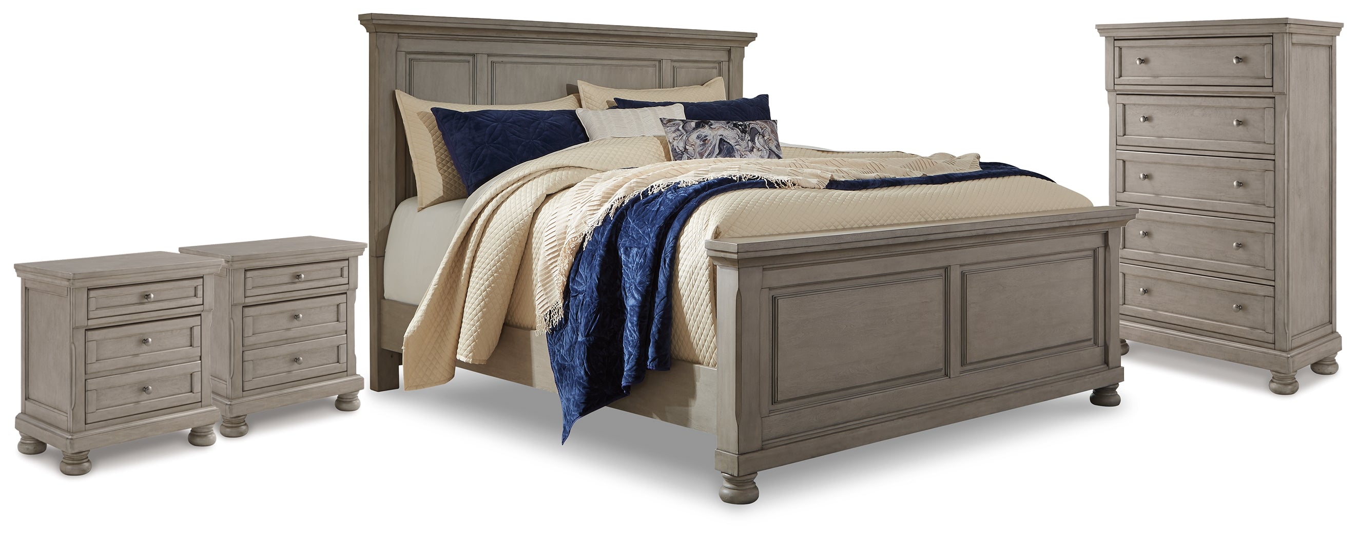 Lettner King Panel Bed, Chest and 2 Nightstands - B733B59